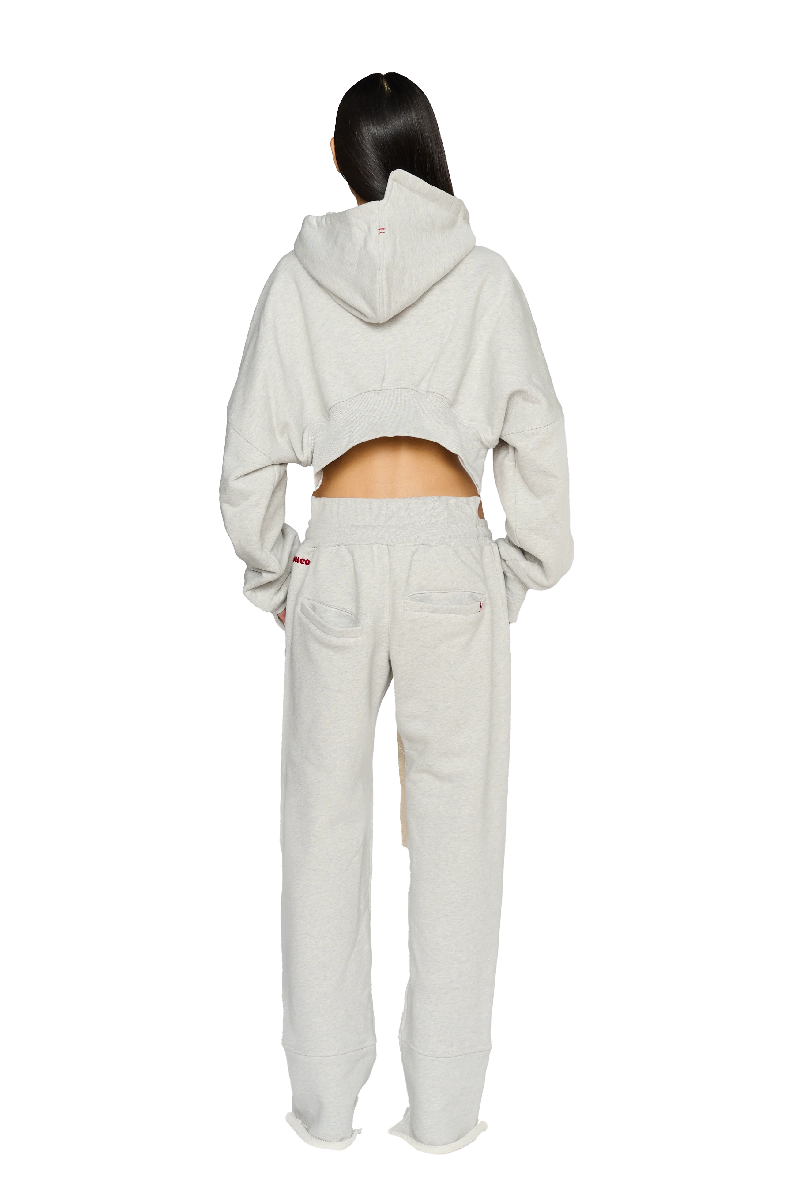 Cropped, Asymmetric Hoodie - Cloud - Image 3
