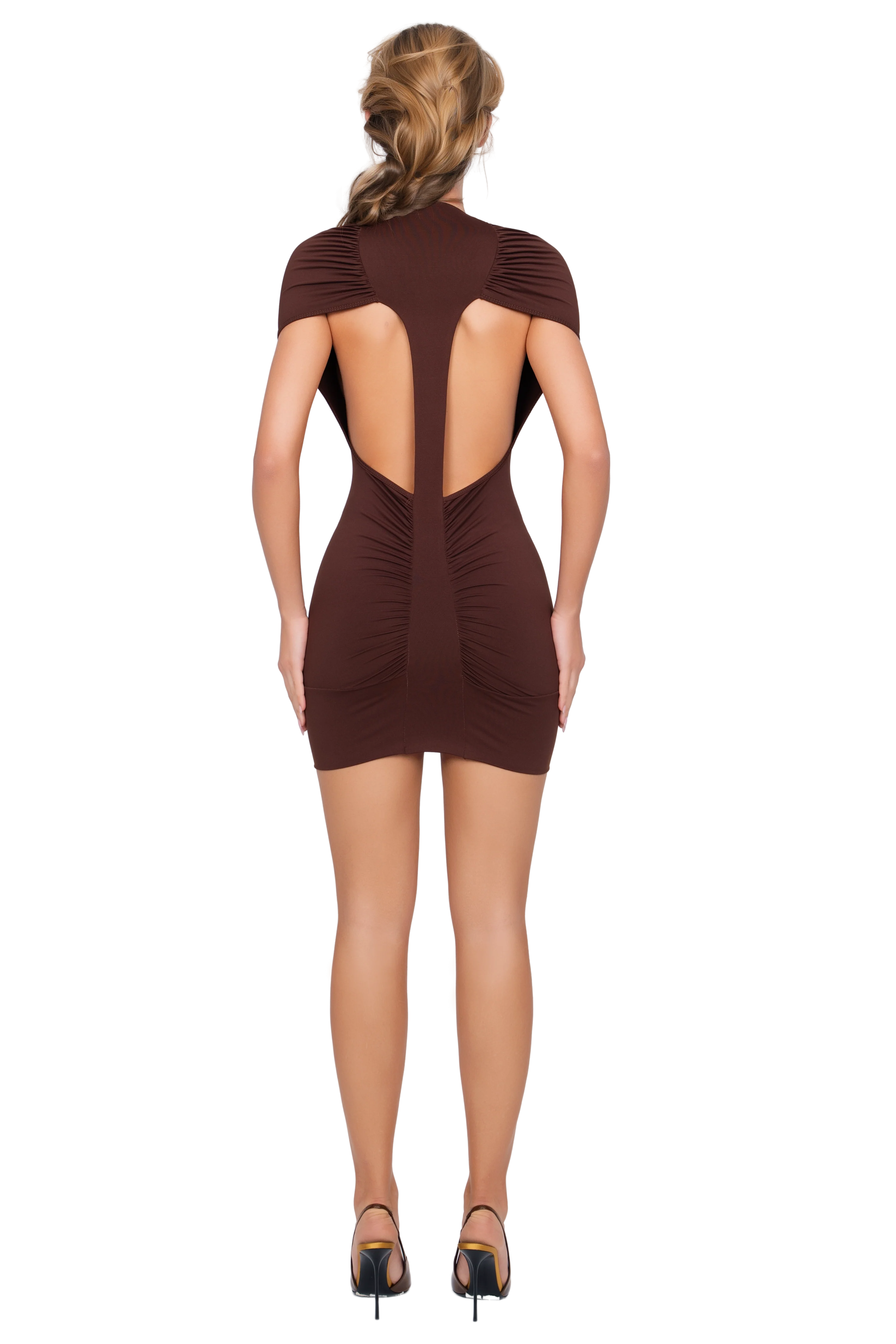 Dola Ruched Mini Dress - Arabica - Image 3