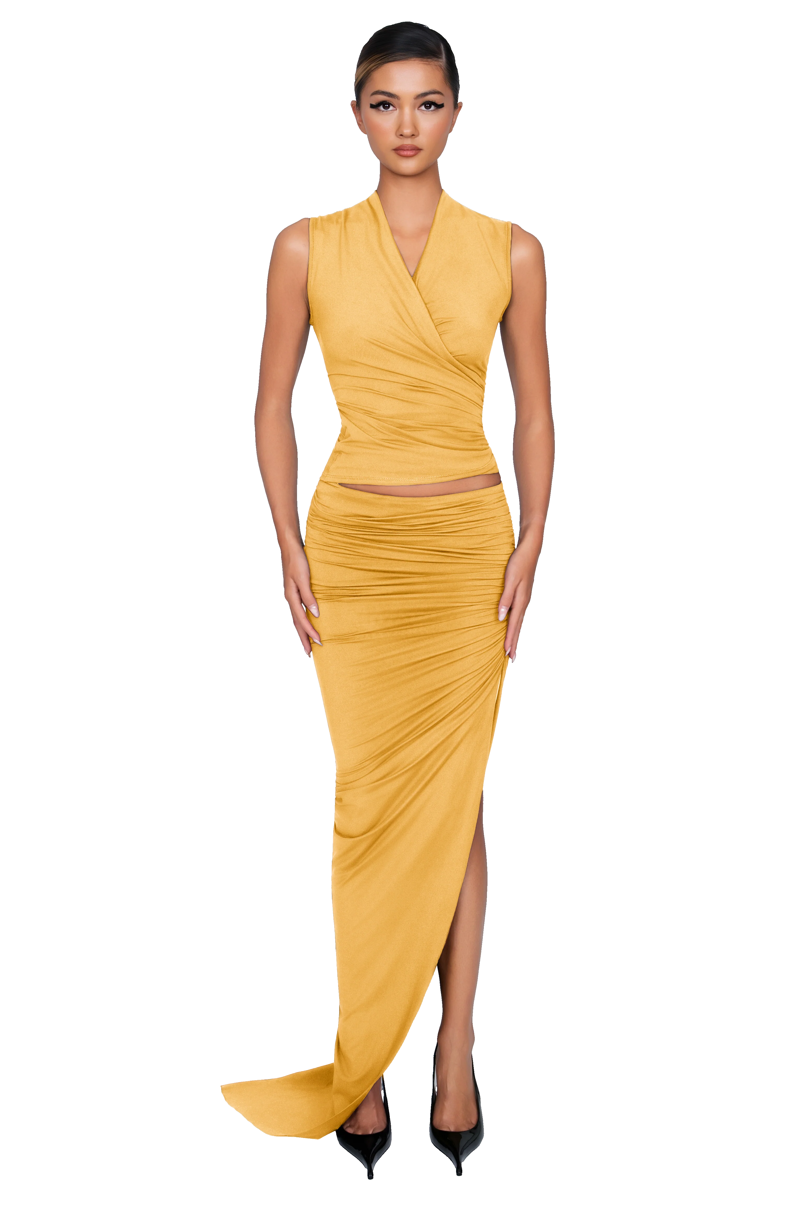 Loma Draped Maxi Skirt - Golden Sand